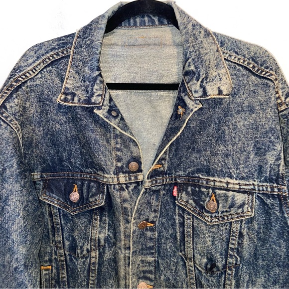 Vintage Levis Denim Trucker Jacket Mens Medium Blue Jean Distressed USA Made - Picture 3 of 16